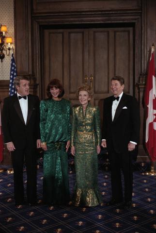Trip to Canada, President Reagan, Nancy Reagan, Brian Mulroney at y, Mila Mulroney at a Dinner Hosted by Prime Minister Brian Mulroney Chateau Frontenac Hotel