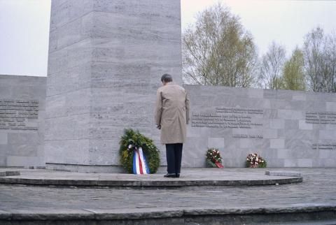 President Reagan at Bergen Belsen concentration camp