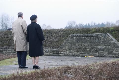 President Reagan Nancy Reagan at Bergen Belsen concentration camp