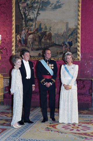 President Reagan, Nancy Reagan, King Juan Carlos I, Queen Sophia at Zarzuela Palace