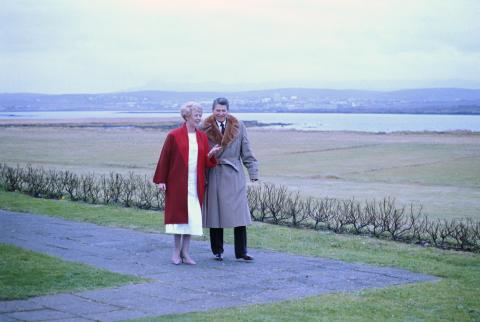 Trip to Iceland, Reykjavik Summit, Photo Op. With President Vigdis Finnbogadottir of Iceland