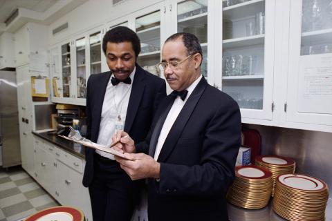 John Johnson and other butler in the White House kitchen