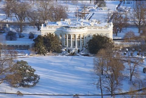 Aerial view of White House 