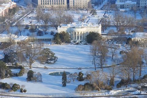 Aerial view of White House 
