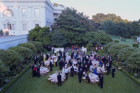 State visit of President Evren of Turkey, place settings for state dinner
