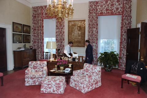 Talking with Michael Deaver in office in residence