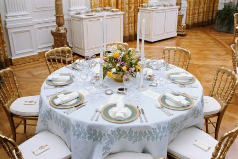 table settings at President's 70th birthday party