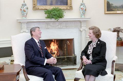 President Ronald Reagan During An Oval Office Meeting and Working Visit of Prime Minister Thatcher of The United Kingdom