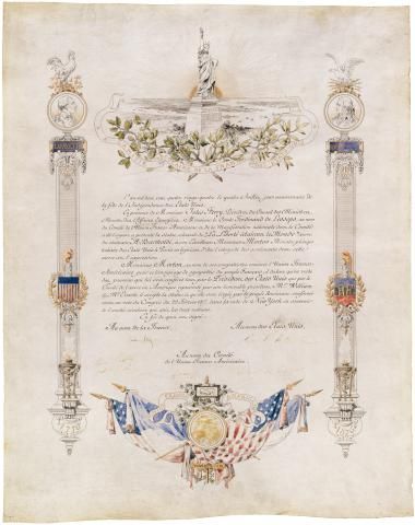 Deed of Gift for the Statue of Liberty This item provides information on the presentation and acceptance of the Statue of Liberty as a gift from the French People. This item was enclosed in a dispatch from Levi P. Morton, United States Minister of France, July 5, 1884. Produced: July 4, 1884 Collected Manuscripts and Papers ca. 1789-1918 Record Group 59 General Records of the Department of State 1763-2002 NAID: 595444