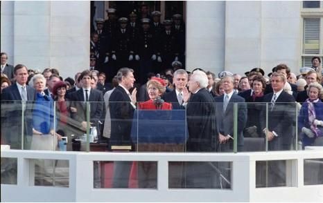 Ronald Reagan being sworn in as president, U.S. Capitol 01/20/1981 