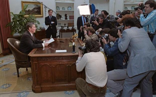 President Ronald Reagan delivering his Address to the Nation on the Upcoming Soviet-United States Summit Meeting in Geneva from the Oval Office, 11/14/1985