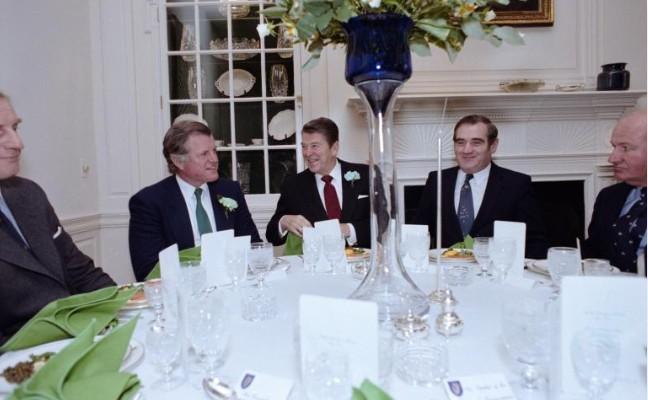 President Ronald Reagan at a St. Patrick’s Day Luncheon at the Irish Ambassador’s residence in Washington, D.C., C01233-11, 03/17/1981