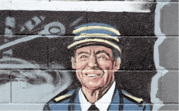 Painting of President Ronald Reagan during the whistle-stop tour through Ohio 10/12/1984 