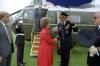 Nancy Reagan arrival on helicopter Marine One, shaking hands with Brigadier General John Donaldson Nancy Reagan arrival on helicopter Marine One, shaking hands with Brigadier General John Donaldson