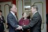 President Ronald Reagan and Nancy Reagan greet evangelist William “Billy” Graham at the National Prayer Breakfast at the Washington Hilton Hotel 02/05/1981 NAID: 75856393