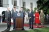 President Ronald Reagan delivering his Remarks on the Departure of the United States Delegation to Funeral Services for President Anwar El-Sadat of Egypt 10/08/1981  NAID: 75855803