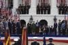 President Ronald Reagan delivering his Remarks at the Welcoming Ceremony for the Freed American Hostages on the South Lawn 01/27/1981 NAID: 75854848