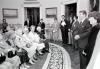 President Ronald Reagan meeting with World War II American women former Prisoners of War (POWs) in the Blue Room 04/08/1983 NAID: 276563641