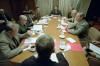 President Ronald Reagan attending a National Security Planning Group meeting on Lebanon in the Situation Room 10/23/1983 NAID: 75853059
