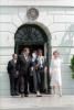 President Ronald Reagan and Nancy Reagan with singer Michael Jackson during a White House Ceremony for National Campaign Against Drunk Driving on the South Lawn 05/14/1984 NAID: 75853363