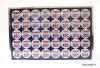 Forty framed campaign buttons stating "[Insert Racial Identity] for Reagan Bush."   