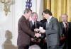 President Ronald Reagan presenting the National Technology Award to Steven Jobs in the East Room 02/19/1985  NAID: 75853953