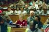 Nancy Reagan making remarks to the Third Committee of the United Nations General Assembly to discuss drug abuse with Secretary of State George Shultz in New York City, New York 10/25/1988  NAID: 404525485