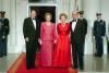 President Ronald Reagan and Nancy Reagan greeting Prime Minister Margaret Thatcher of the United Kingdom and Denis Thatcher on the North Portico of the White House before the state dinner 11/16/1988 NAID: 75856377