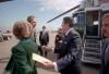 President Ronald Reagan and Nancy Reagan arriving via Marine One at the Santa Ynez Airport in Santa Ynez, California to turn in their absentee ballots 11/06/1984 President Ronald Reagan and Nancy Reagan arriving via Marine One at the Santa Ynez Airport in Santa Ynez, California to turn in their absentee ballots 11/06/1984
