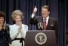 President Ronald Reagan with Nancy Reagan and Doria Reagan at the Victory 1984 Celebration at the Century Plaza Hotel in Los Angeles, California 11/06/1984 President Ronald Reagan with Nancy Reagan and Doria Reagan at the Victory 1984 Celebration at the Century Plaza Hotel in Los Angeles, California 11/06/1984