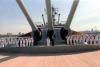 President Ronald Reagan and Nancy Reagan listening to the National Anthem aboard the USS Iowa in New York Harbor 07/04/1986 NAID: 75854915