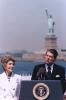 President Ronald Reagan delivering his Remarks during Operation Sail with Nancy Reagan on Governors Island in New York Harbor 07/04/1986 NAID: 75854901