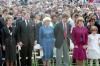 President Reagan and Nancy Reagan sitting with the families of the crew of the Space Shuttle Challenger at the memorial service for the space shuttle crew at the Johnson Space Center in Houston, Texas. 01/31/1986. C33141-14. NAID: 75854579.
