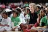 Nancy Reagan attending a “Just Say No” rally with children at Kaiser Arena in Oakland, California dated 11/26/1985 NAID: 75854485