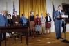 President Ronald Reagan delivering remarks during the signing ceremony for Proclamation 5123 – National Drug Abuse Education Week dated 11/01/1983