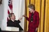 President Ronald Reagan and Nancy Reagan during the signing ceremony for H.R.5210 the Anti-Drug Abuse Act of 1988 in the East Room dated 11/18/1988