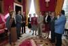 President Ronald Reagan and Nancy Reagan talking with guests in the Red Room during the signing ceremony for Proclamation 5123 – National Drug Abuse Education Week dated 11/01/1983