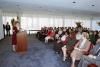 Nancy Reagan speaking at a podium during a visit to the United States Mission to the United Nations dated 10/25/1988