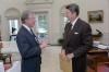 President Ronald Reagan meeting President Jimmy Carter in the Oval Office. (10/13/1981) President Ronald Reagan meeting President Jimmy Carter in the Oval Office. (10/13/1981)