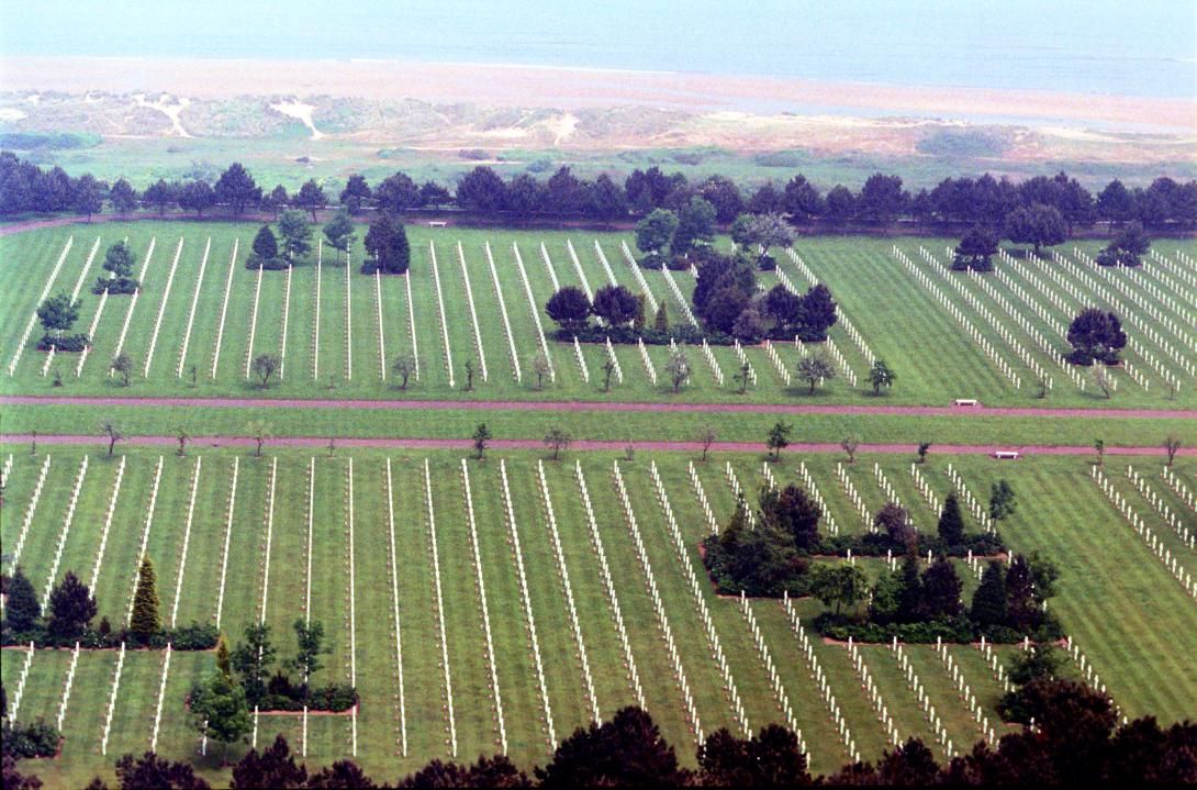 Aerial View of Omaha Beach Cemetery 