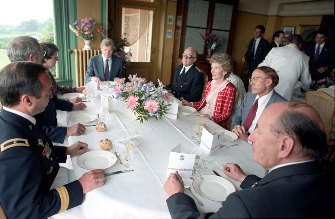 Lunch at Mayor Hardelay's home while attending  memorial service at Omaha Beach Cemetery for D-Day Memorial Ceremonies.