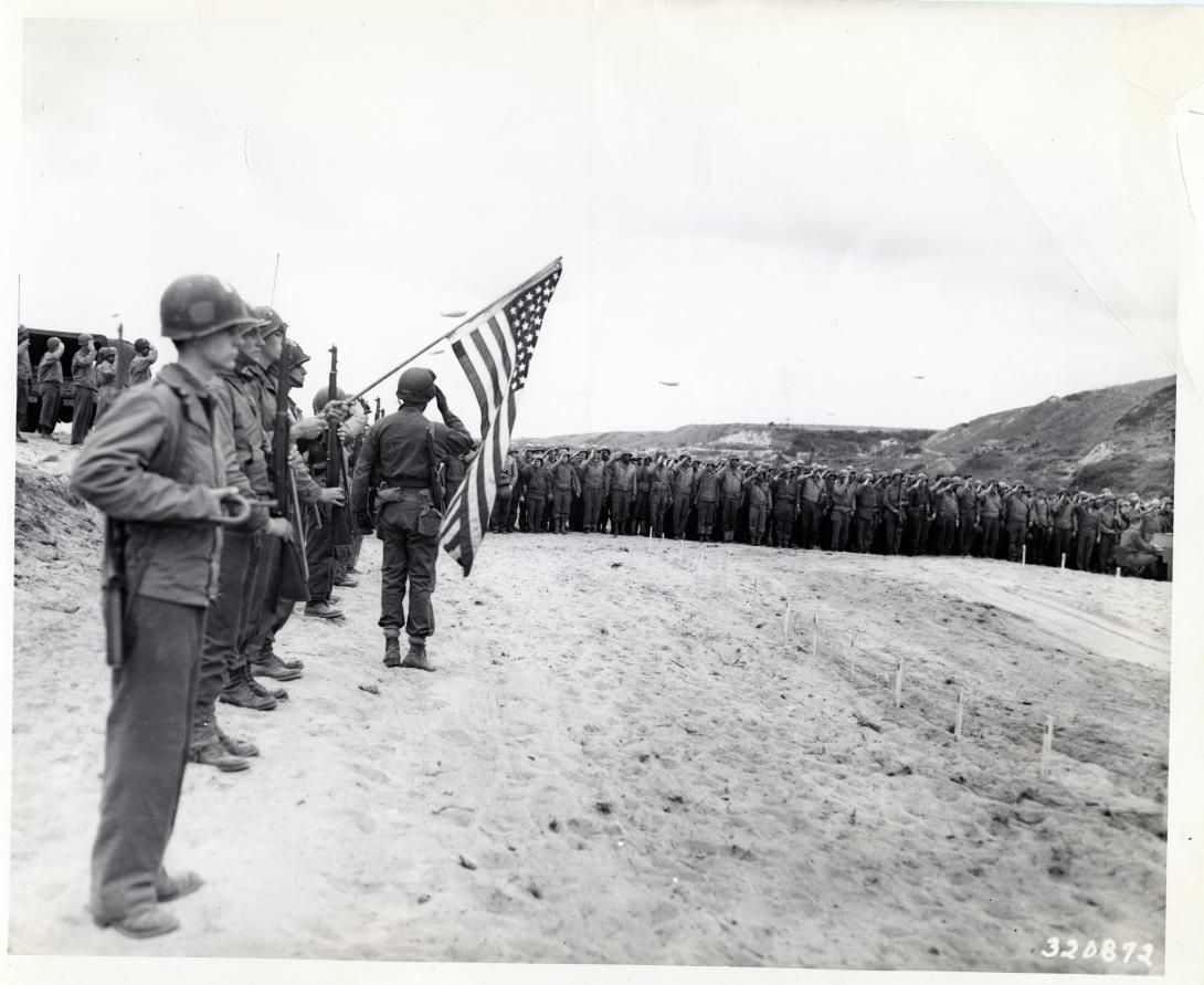 Soldiers Presenting Arms on a Beachhead