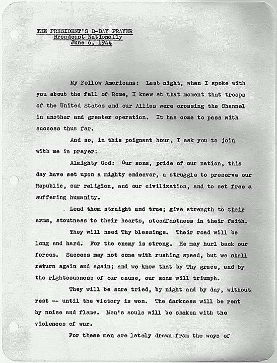 Franklin D. Roosevelt D-Day Prayer