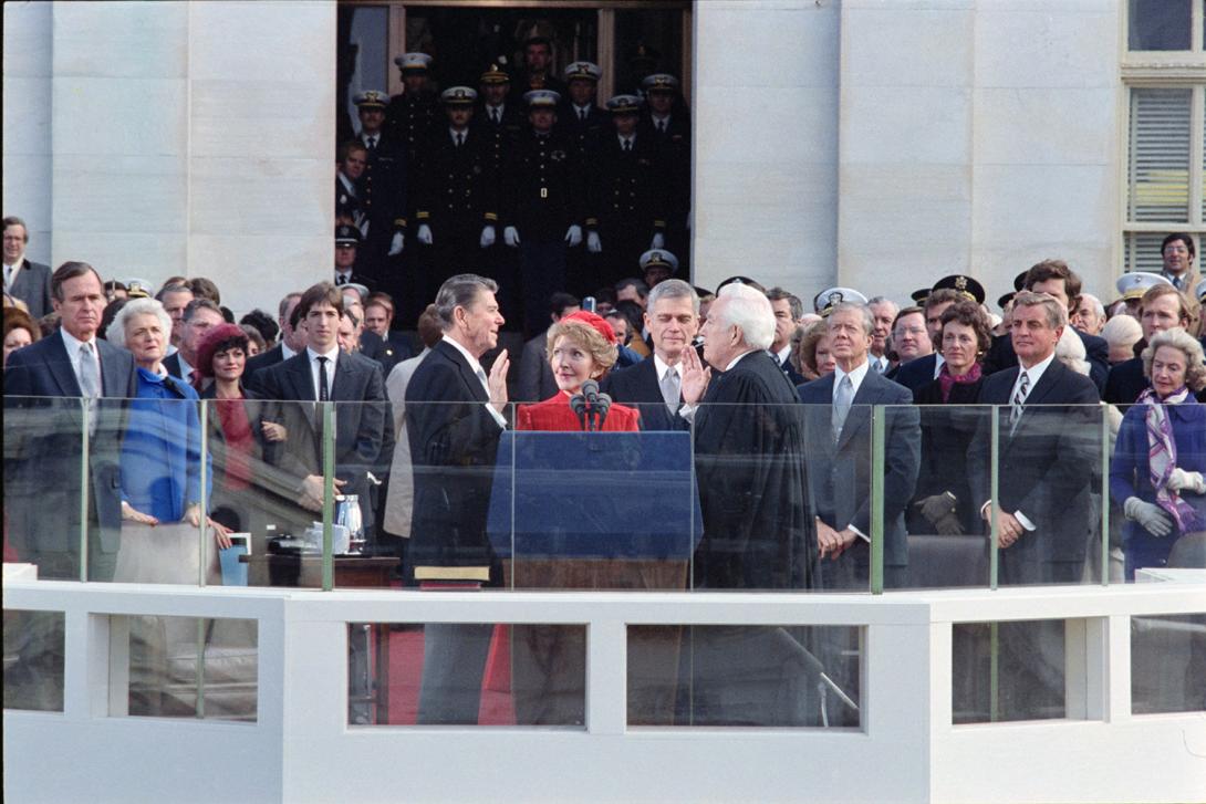 Ronald Reagan being sworn in as president, U.S. Capitol 01/20/1981 NAID: 6995924