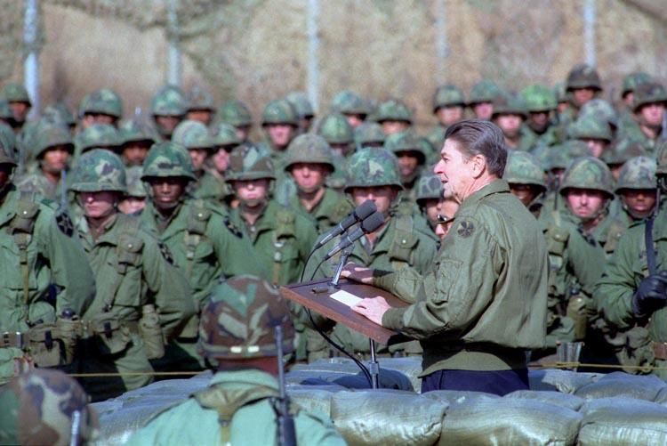  President Ronald Reagan delivering his Remarks to American Troops at Camp liberty Bell, Republic of Korea 11/13/1983  NAID: 75853139