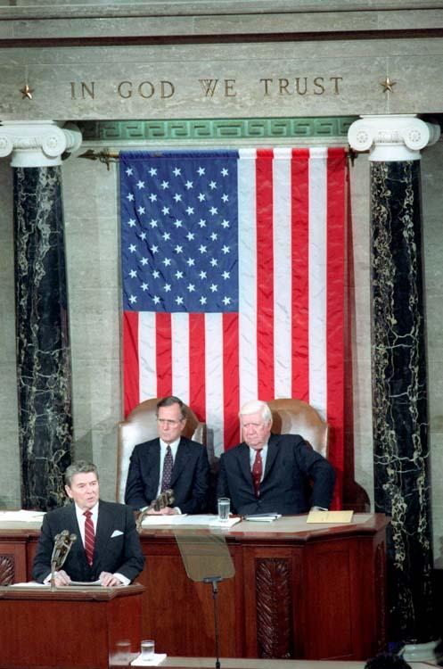 President Ronald Reagan delivering his Address Before a Joint Session of the Congress on the State of the Union 02/06/1985 NAID: 75853929