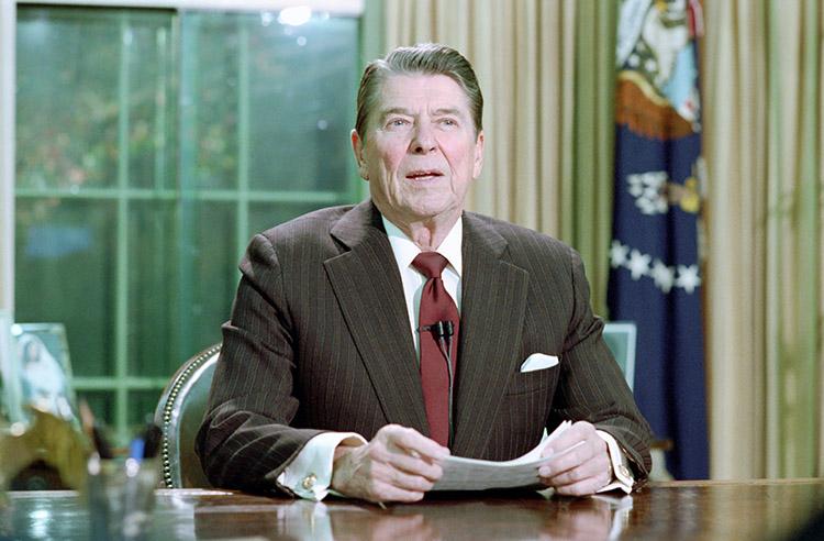 President Ronald Reagan delivering his Address to the Nation on the Iran Arms and Contra Aid Controversy 11/13/1986 NAID: 75855153