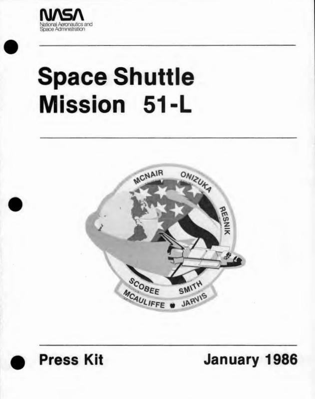 Page i, Space Shuttle Mission 51-L Press Kit January 1986 Speechwriting, Office of: Research Office: Records. Box 249. Folder: 01/28/1986 Death of Space Shuttle Challenger Crew (1 of 3)