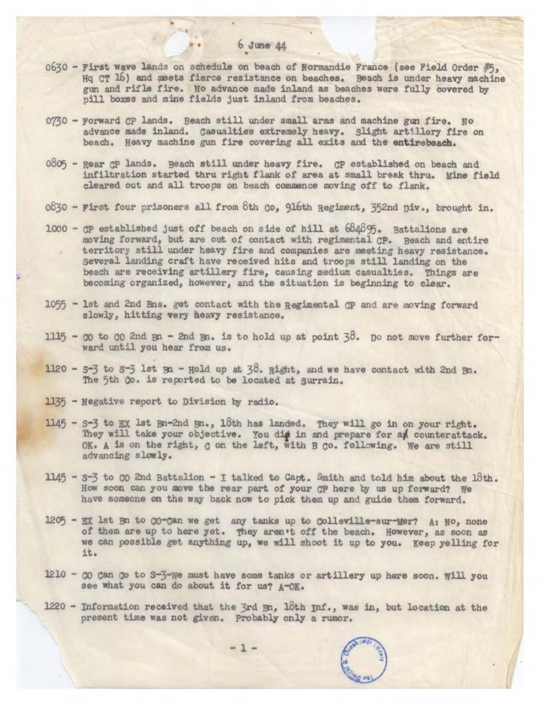 Journal Entries for June 6, 1944