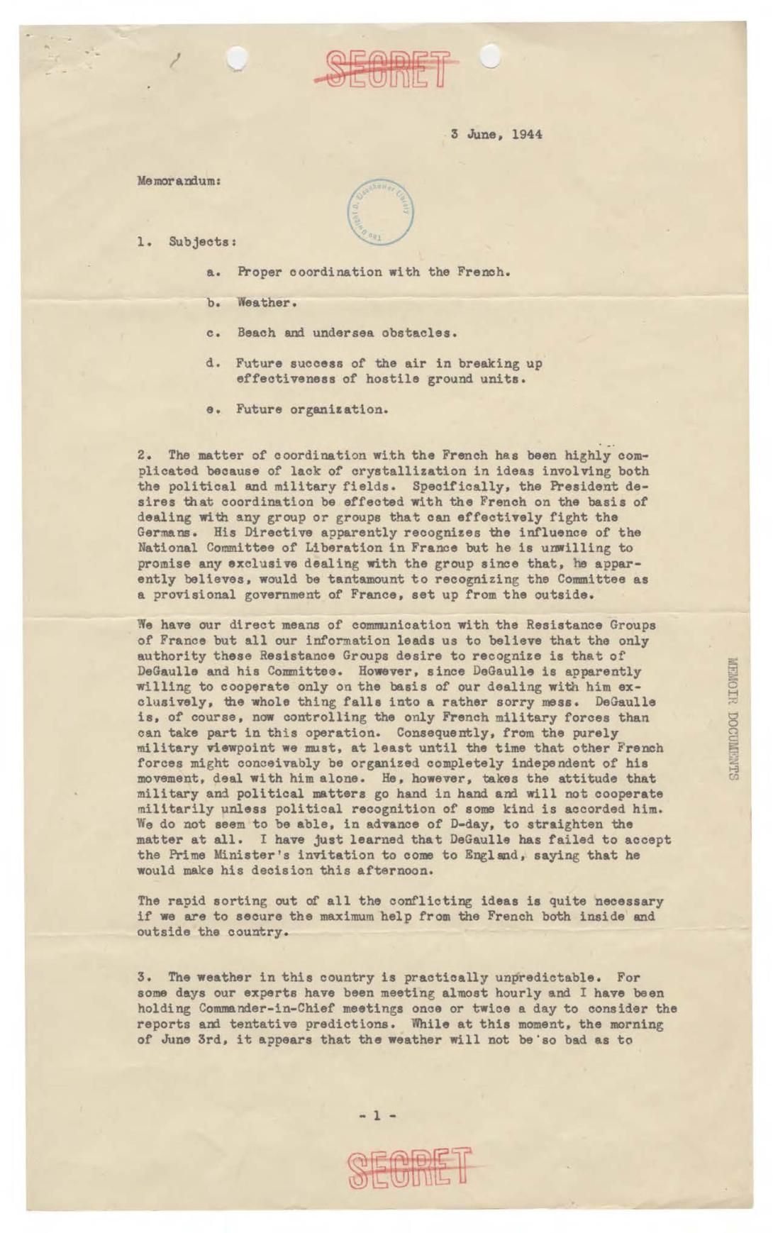 Conditions in Normandy on June 3, 1944